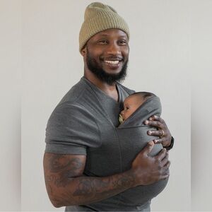 LALABU Men’s XL Gray V-Neck Short Sleeve Shirt Baby Infant Kids Maternity